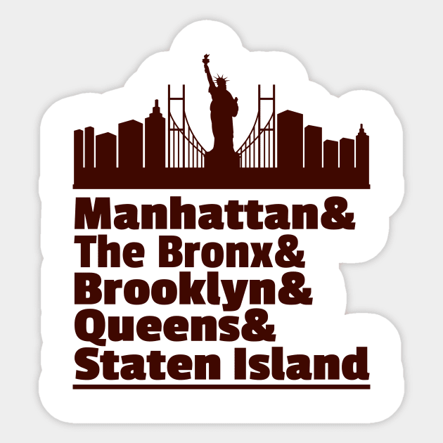 'Five Boroughs of New York City' New York City Gift Sticker by ourwackyhome